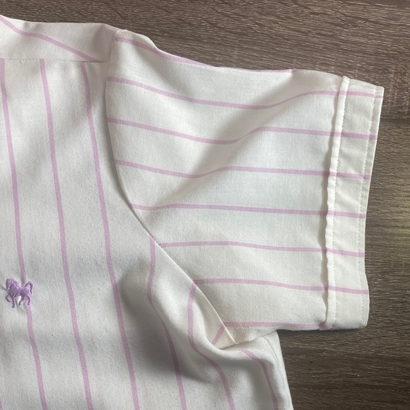 Womens Vintage 70’s Large Cream and Lavender Striped Button Down Shirt - Picture 9 of 9